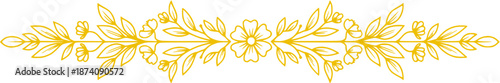 Elegant Floral Border, Golden Leaf Design