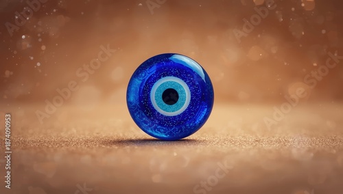 Decorative blue evil eye charm used as a protective amulet in Turkish tradition, cultural accessory, Earth Day