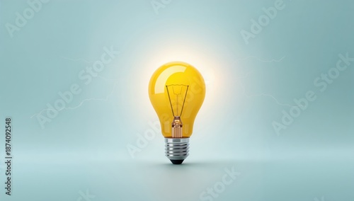 Brainstorming concept with a brain-shaped light bulb on a light blue backdrop, emphasizing idea generation, World Creativity and Innovation Day