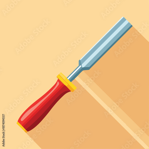 wood chisel flat vector illustration icon