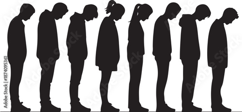 Vector;silhouette of group people standing and looking up