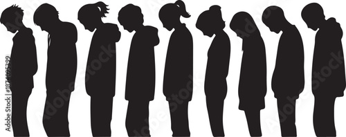 Vector;silhouette of group people standing and looking up