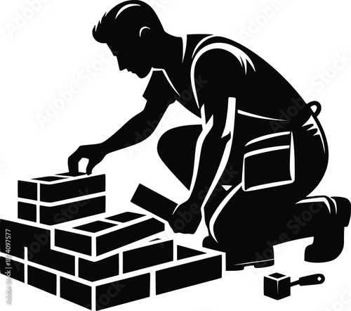 Man laying bricks