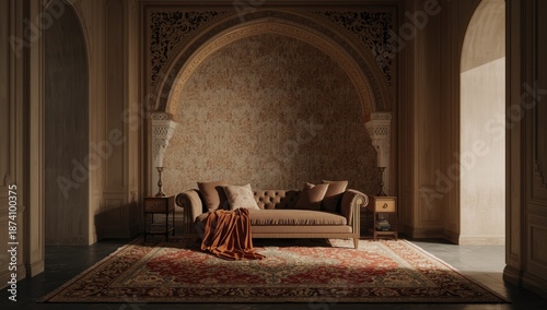 Stylish Middle East room featuring traditional arch architecture, suitable for cultural heritage discussions
