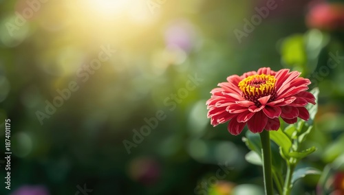 Close-up of a zinnia flower in a summer garden, natural beauty and seasonal bloom