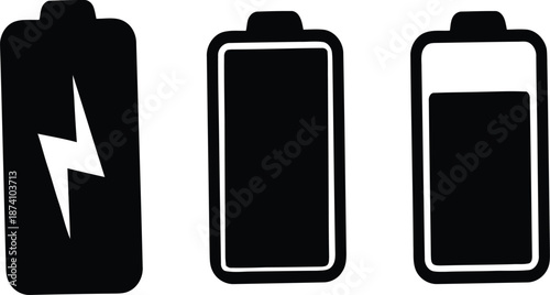 Battery icon set vector, battery charging symbol, Collection of battery icons, Battery charge indicator.