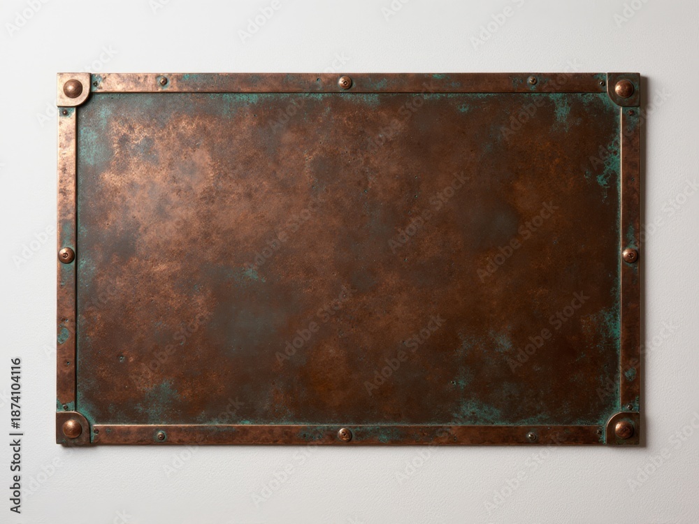 Fototapeta premium Blank signboard made of corroded copper, mockup design.