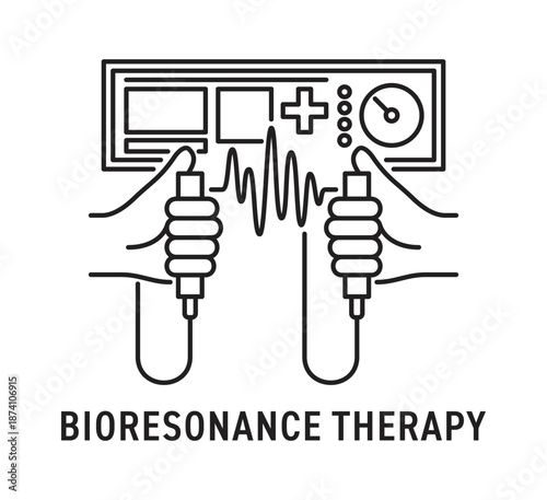 Bioresonance therapy emblem thin line