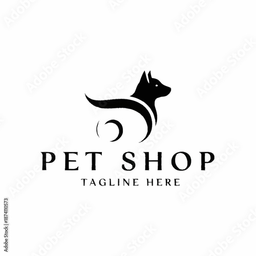 Elegant Black Dog Silhouette Logo for Pet Shop Branding.
