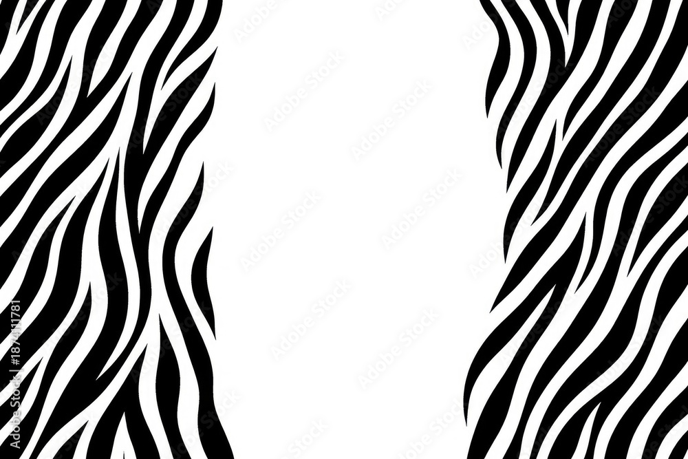 Obraz premium Graphic black and white zebra pattern on a minimal white backdrop with copy space