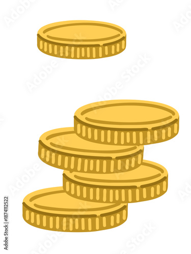 Gold Coins icon. Stack of money. Finance, investment and savings concept. Game elements. Golden penny. Vector illustration