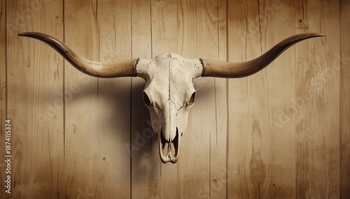 Longhorn skull present on a vintage clothing rack, highlighting Western-inspired fashion accessories