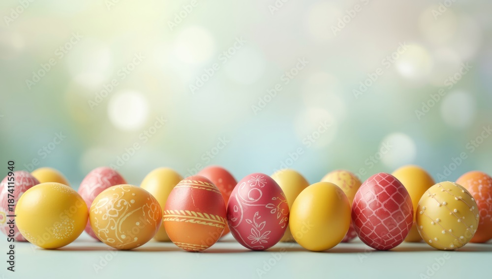 Obraz premium Easter eggs with vibrant hues used in festive display, cultural observance