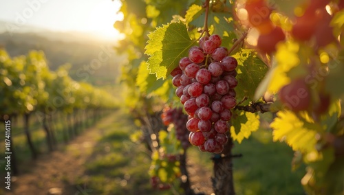 Vineyard cultivating Flame Seedless grapes highlighting eco-friendly agriculture, Earth Day