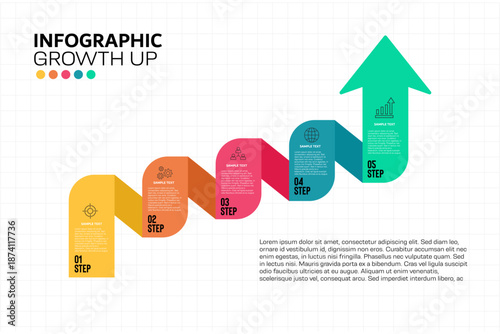 Infographic 4 steps to business growth presentation template, for web, power point or poster infographic 4 steps. vector editable 