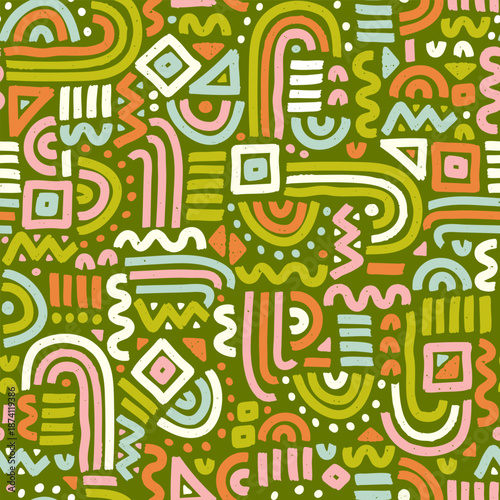 Hand drawn abstract seamless pattern, ethnic background, simple style - great for textiles, banners, wallpapers, wrapping - vector design