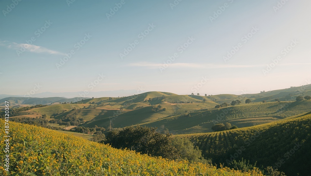Obraz premium California hillside landscape during daytime, highlighting seasonal soil stability