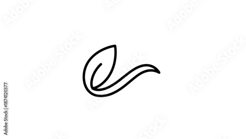 Simple black line art of a single leaf with a curved stem.