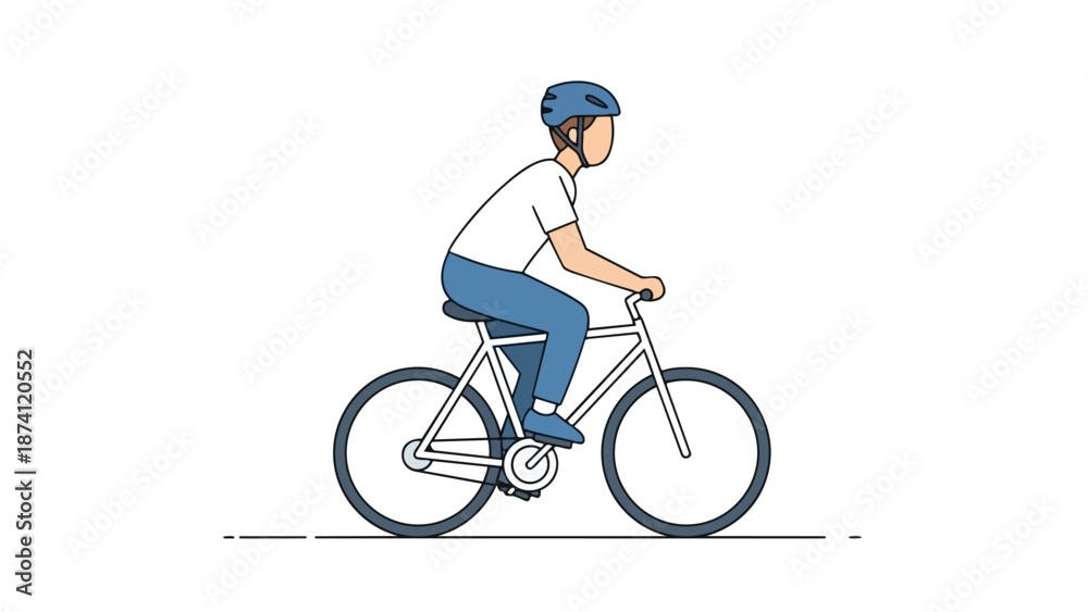 Fototapeta premium Minimalist artwork of a person cycling, highlighting sustainable transport, health, and urban mobility