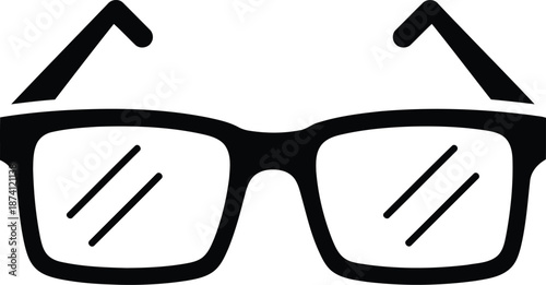 A simple black rimmed eyeglasses illustration symbolizing intellect vision or fashion style