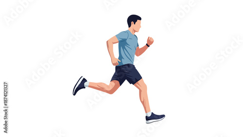 Vector illustration of male runner in motion, symbolizing active lifestyle and commitment to wellness. Dynamic artwork conveys energy fitness