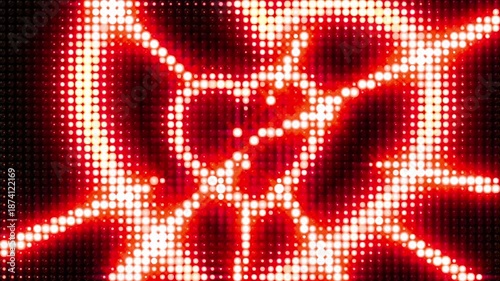 Wall of flashing red lights. Valentines day. Flying heart shaped lights, disco party. VJ loop. Background, greeting card. Shining burst animation, bright event, night club. 4k seamless loop video