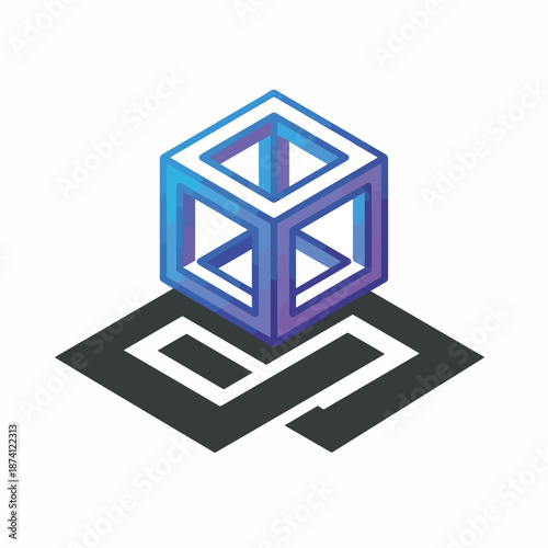 Modern 3D cube logo design with gradient effect and shadow