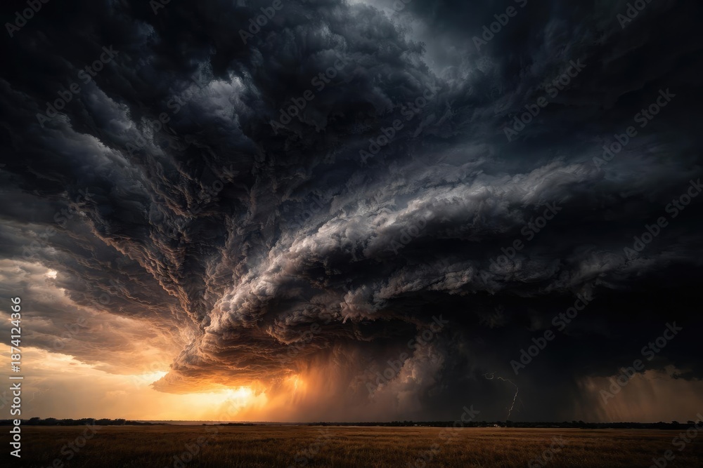 Fototapeta premium Dark clouds merging into a vast storm cover