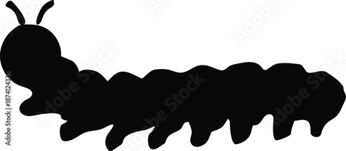 Black silhouette of a caterpillar