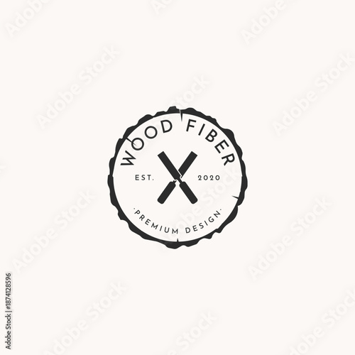 vintage retro wood and wood tools logo template.Logo design for carpenter ,old badge,furniture.