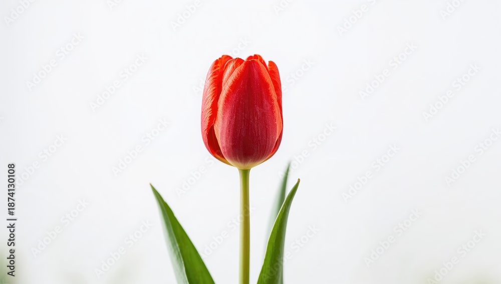 Fototapeta premium Red tulip detailed view emphasizing petal structure as a floral background for design projects, spring