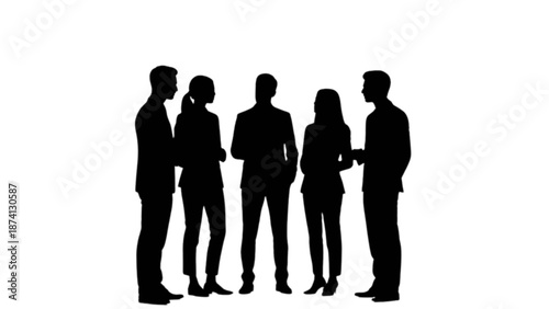 Business professionals in silhouette engaging in a lively discussion or meeting
