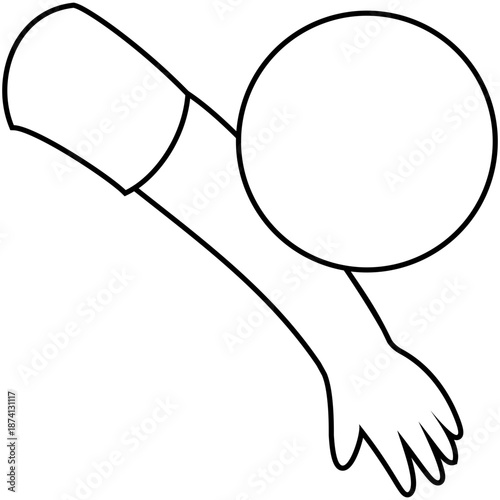 Handball Penalty Lineart. Editable Color Vector.