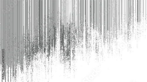 Fading vertical grunge texture with dense lines transitioning to scattered dots creating a subtle yet impactful visual effect