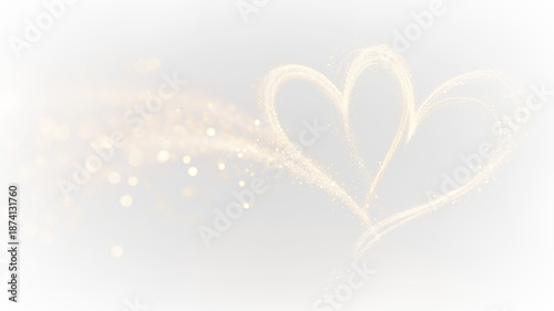 Photography Swirling heart shape created with fine glitter on a transparent background
