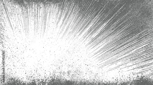 Dynamic abstract background with radiating lines and speckled textures creating a sense of energy and movement in grey and white tones
