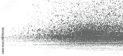 Dense abstract grayscale scatter of dots and lines creating a textured, noisy, and granular visual effect