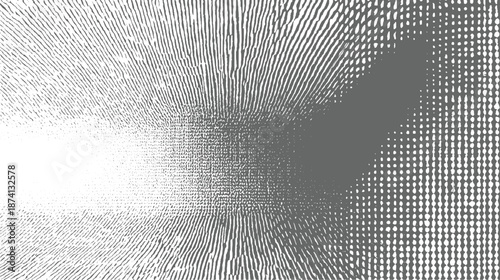 Radial abstract grayscale pattern with sharp lines emanating from a central point and a halftone dot texture