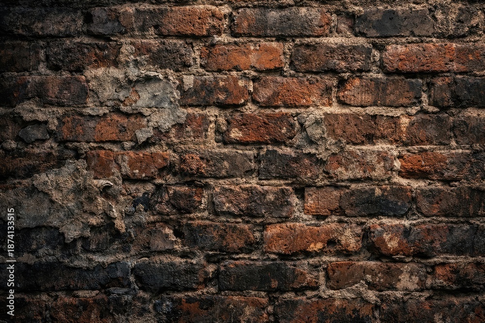 Fototapeta premium weathered brick wall surface showing texture and aging signs