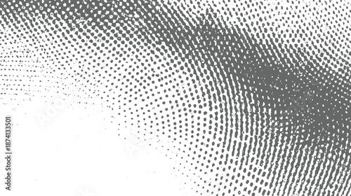 Monochrome abstract background with a dense pattern of grey dots on a white surface, creating a textured visual effect with a subtle gradient and artistic appeal
