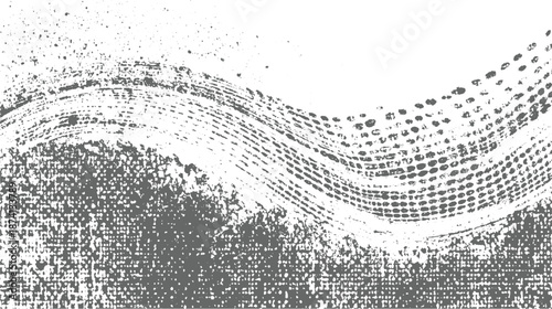 Abstract monochrome textured background with a sweeping wave of granular dots and lines, creating a dynamic, organic flow with subtle depth