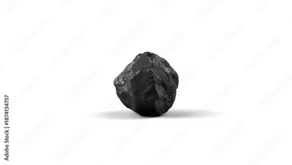 custom made wallpaper toronto digitalSingle black charcoal fragment on plain white surface, relevant for heat production or artistic charcoal drawing