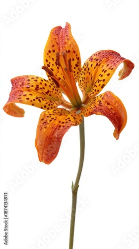 Orange Lily With Red Spots On White Background