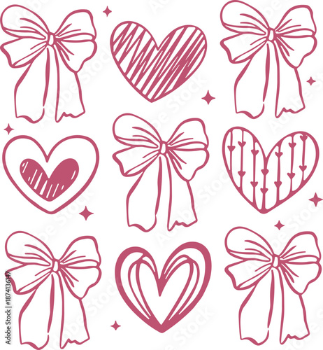 Valentine Heart And Bow SVG, Valentine Coquette Bow And Heart SVG, Valentine SVG, Valentine's Day SVG