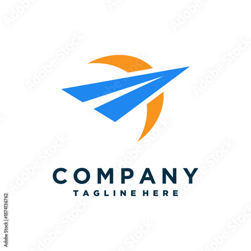 airplane logo design with aviation and travel