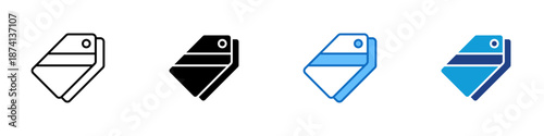 Brand Tag Multiple Style Icon Design Vector - Price label and layered shape, representing branding, product identity, and pricing