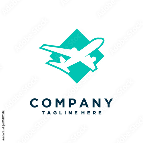 airplane logo design with aviation and travel