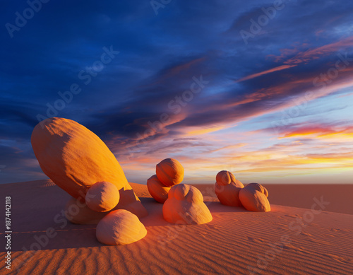 Pustynny krajobraz z formami skalnymi.  © Monika