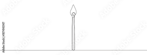 A continuous line drawing of an unlit matchstick standing upright, symbolizing potential, ignition, and new beginnings