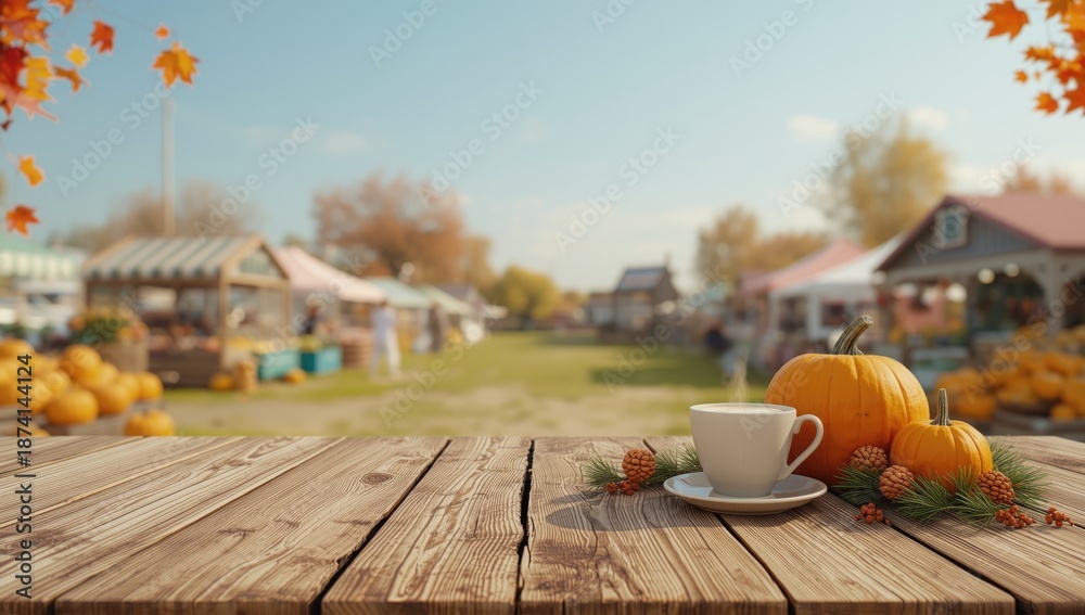 Fototapeta premium Autumn farmers market with ripe vegetables and fruits, seasonal abundance for nutrition awareness